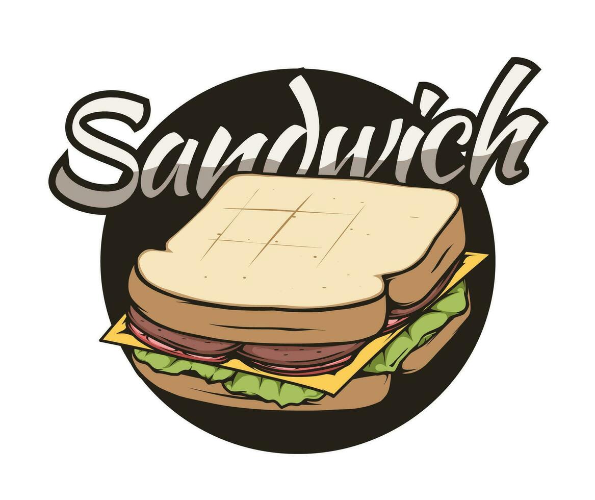 sandwich logo template for restaurant vector