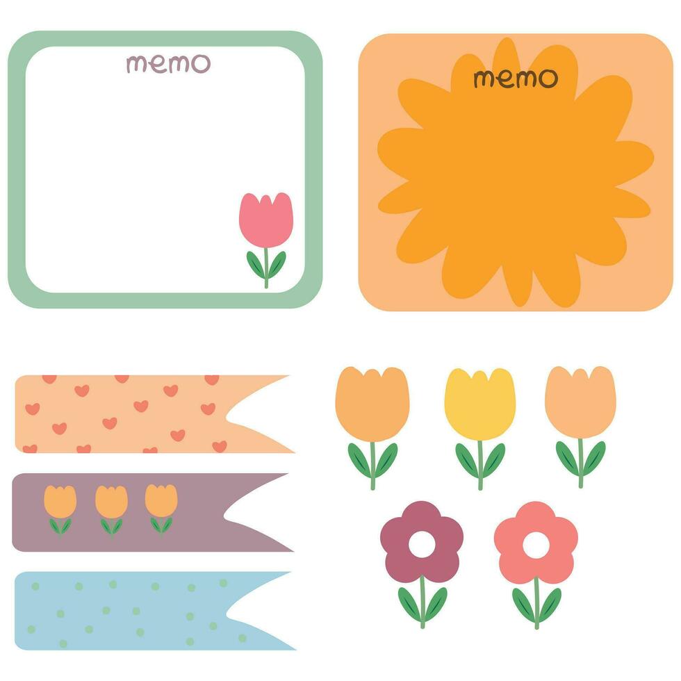 Collection of weekly and daily planner sticker, notes, to do list, with lettering and cute icon. template for agenda, check list, stationery vector