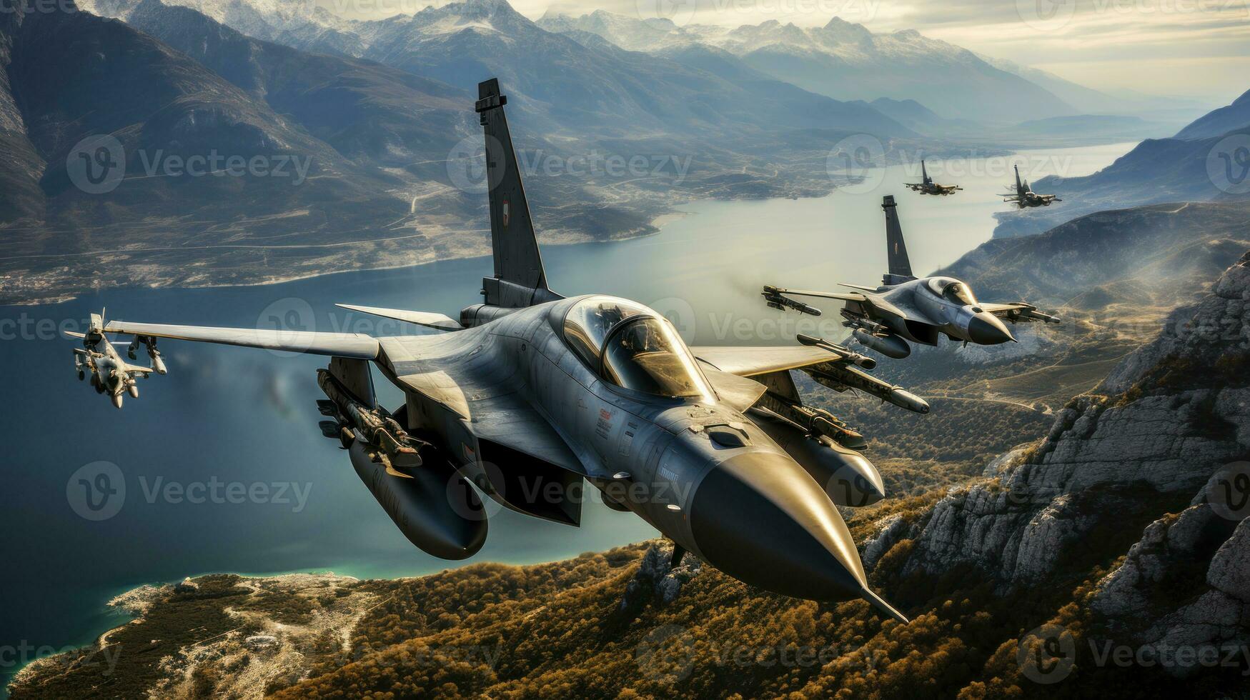 Jet fighters on the background of the mountains. photo