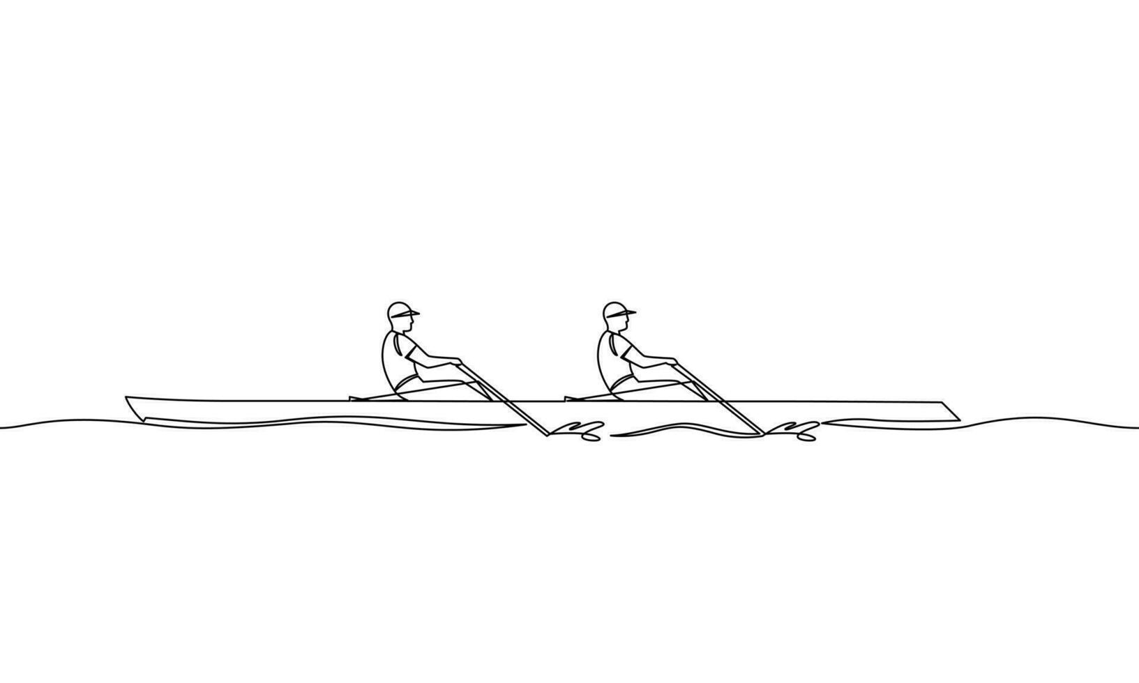 Continuous line drawing. Rowing. Water sport. One line vector illustration