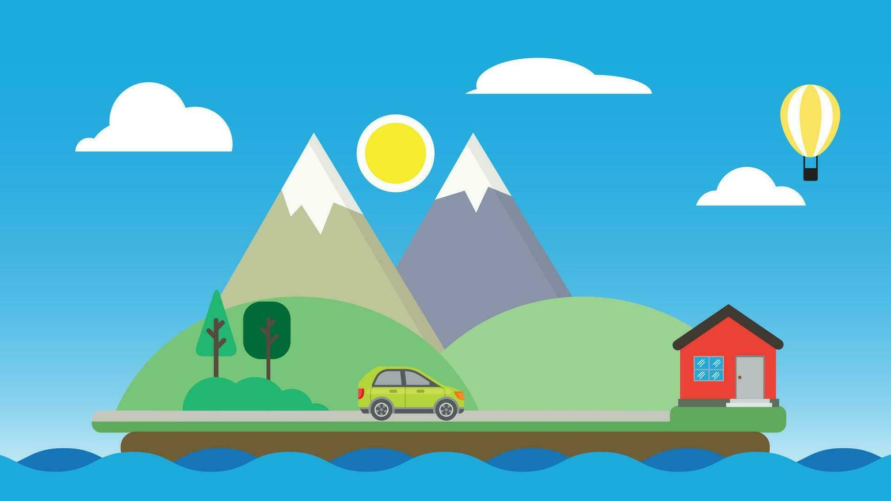 Scenery design is suitable for animated backgrounds, animated mountain backgrounds vector