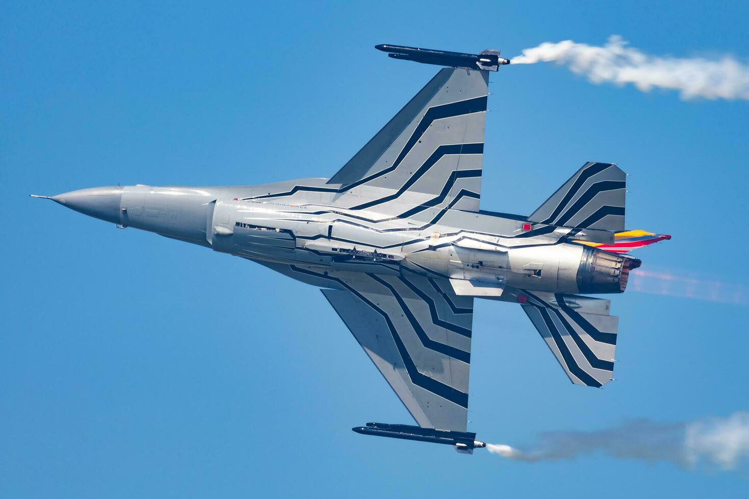 Military fighter jet plane at air base. Air force flight operation. Aviation and aircraft. Air defense. Military industry. Fly and flying. photo