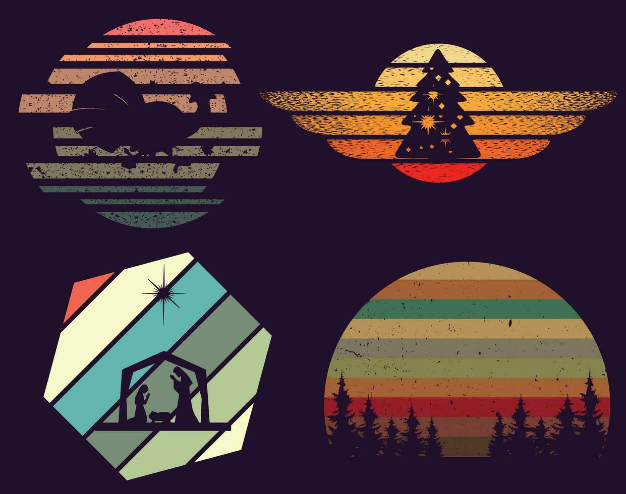 Retro Sunset Collection Grunge Effect Vector