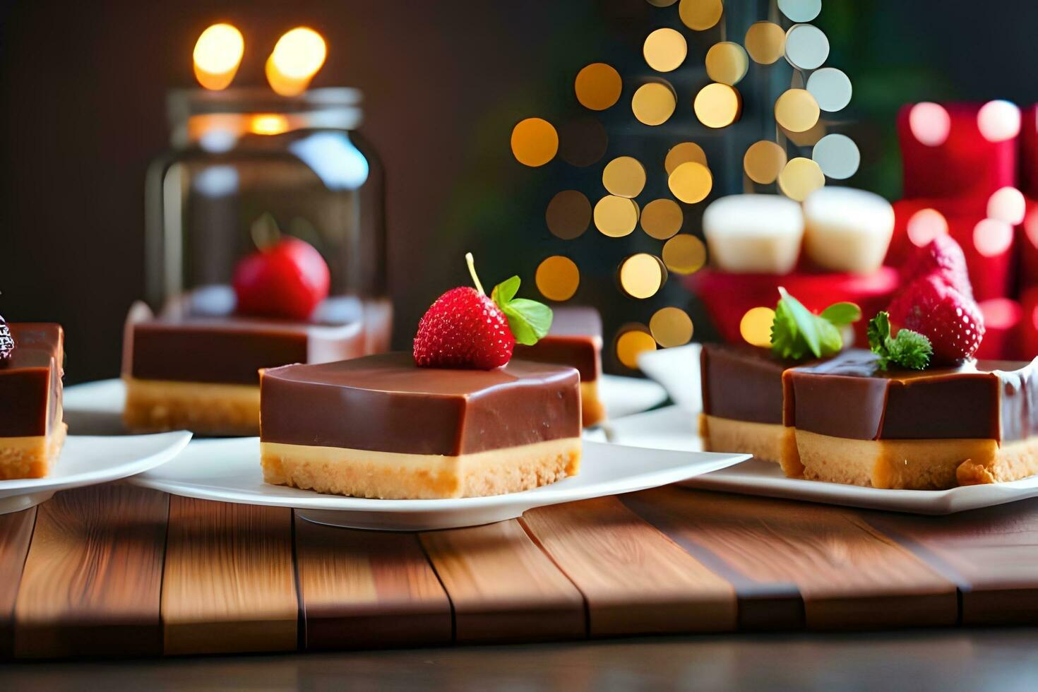 chocolate cheesecake with berries and candles. AI-Generated photo