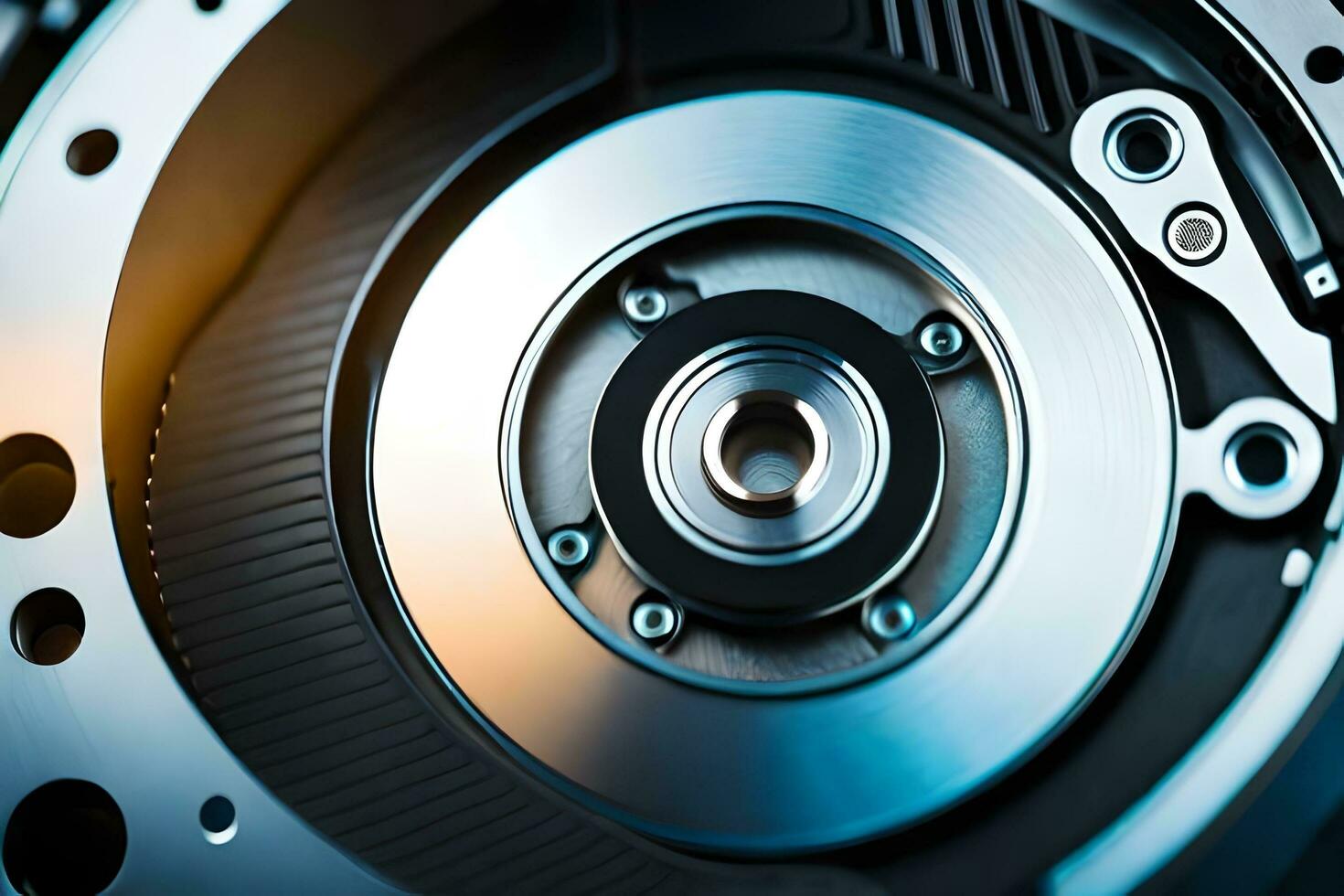 a close up of a metal gear on a car. AI-Generated photo