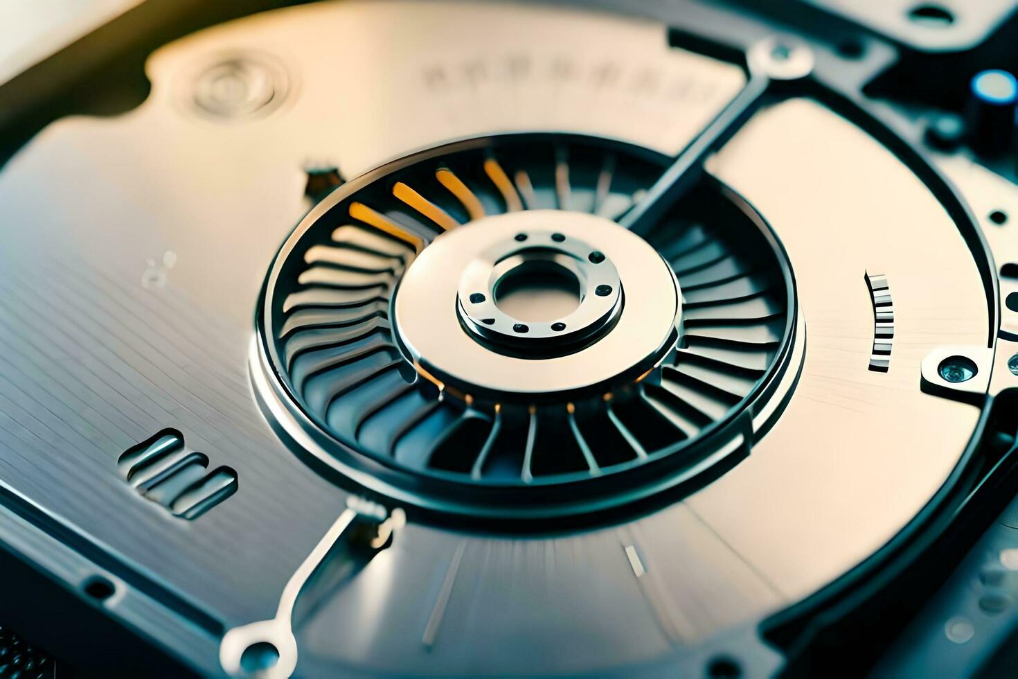 a close up of a hard drive with a fan. AI-Generated photo
