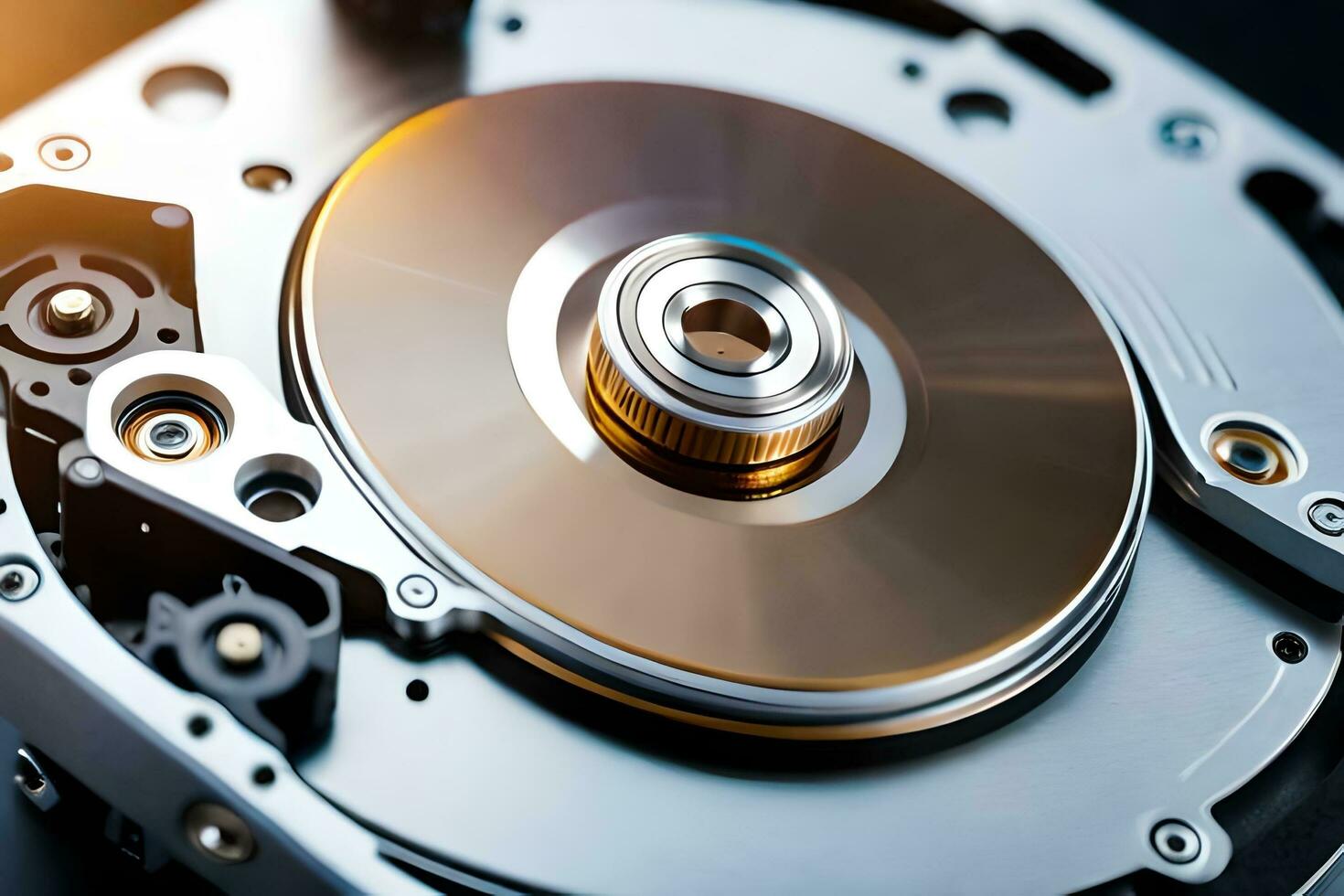 a close up of a hard drive. AI-Generated photo