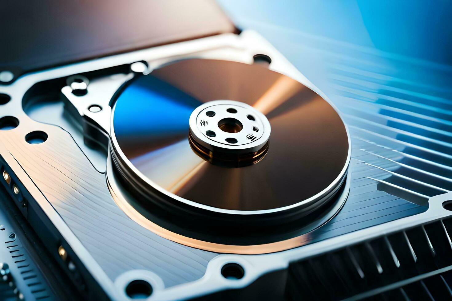 a hard disk is shown in the center of a computer. AI-Generated photo