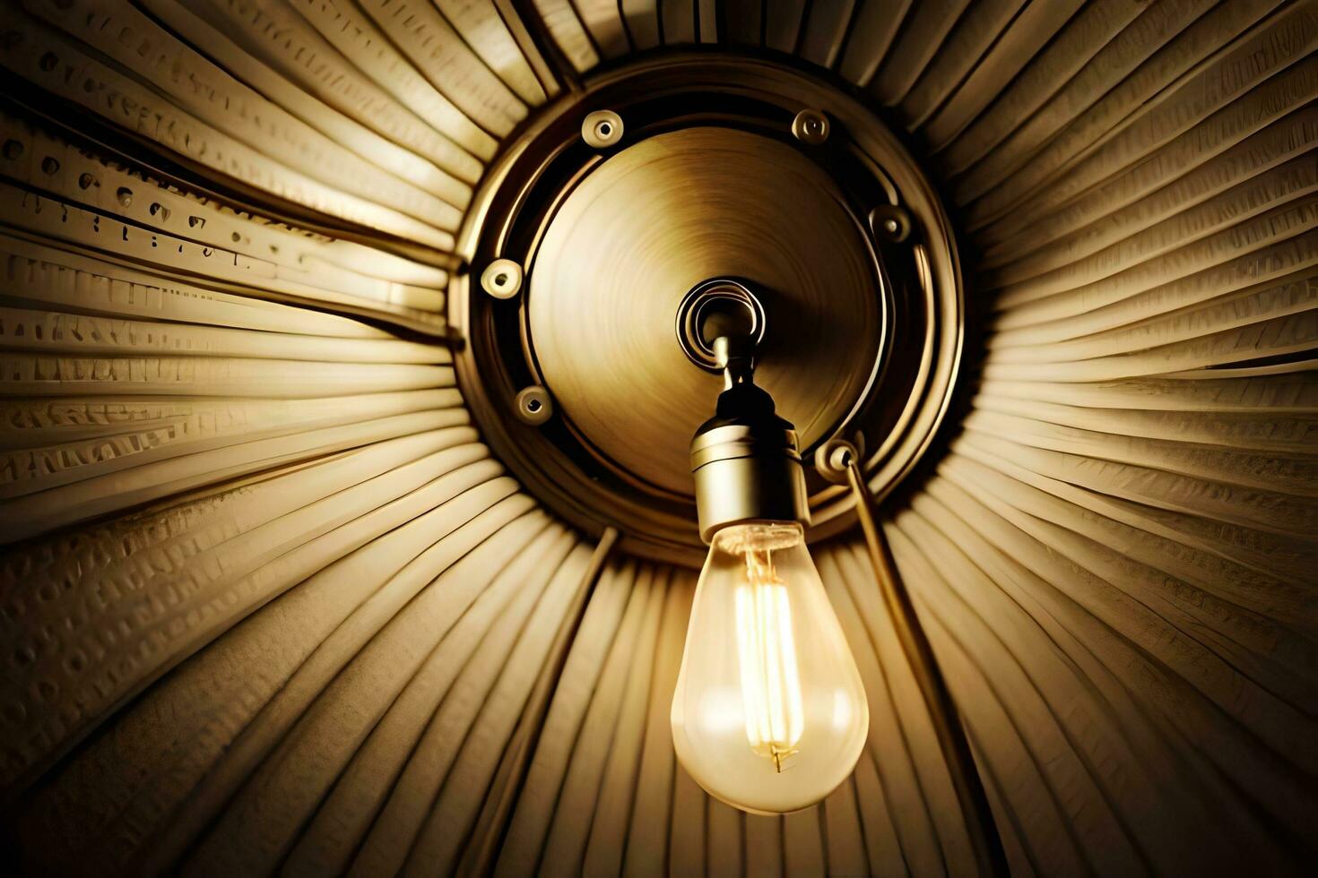 a light bulb is on a wall in a room. AI-Generated photo