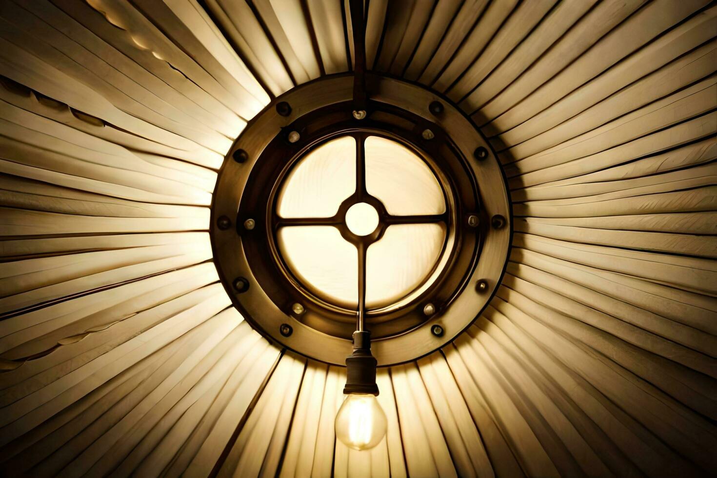 a light bulb is on a circular light fixture. AI-Generated photo