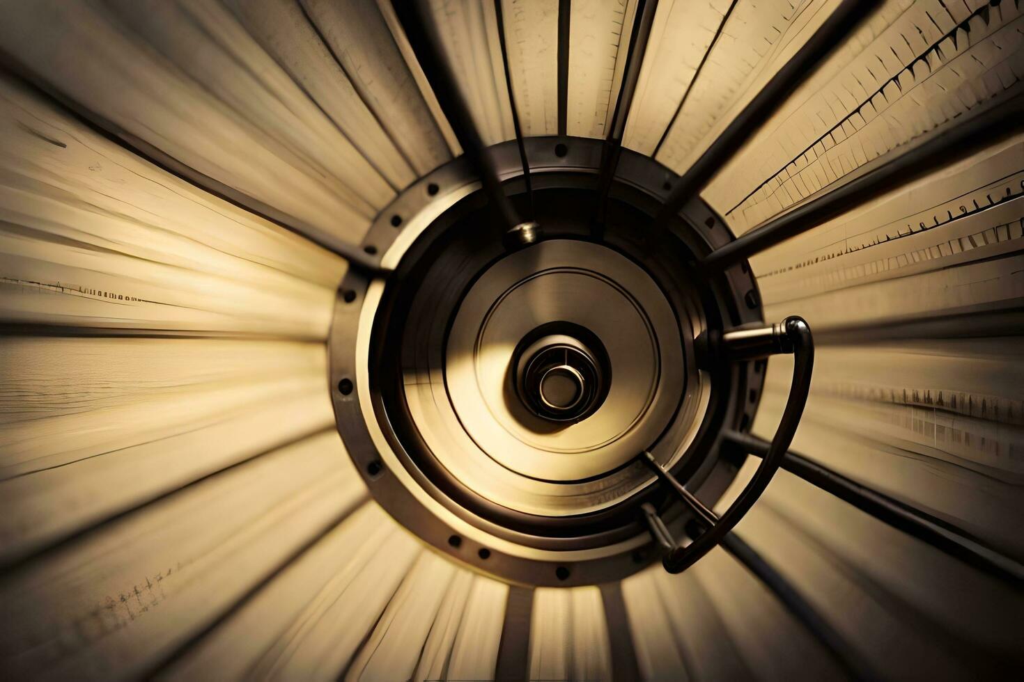 a spinning wheel with a light shining on it. AI-Generated photo