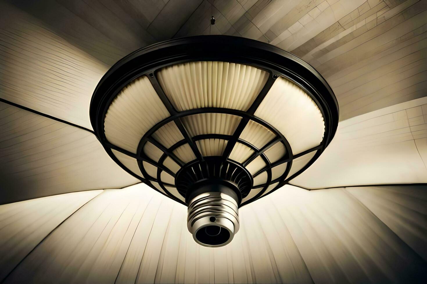 a light fixture in a building with a dark background. AI-Generated photo