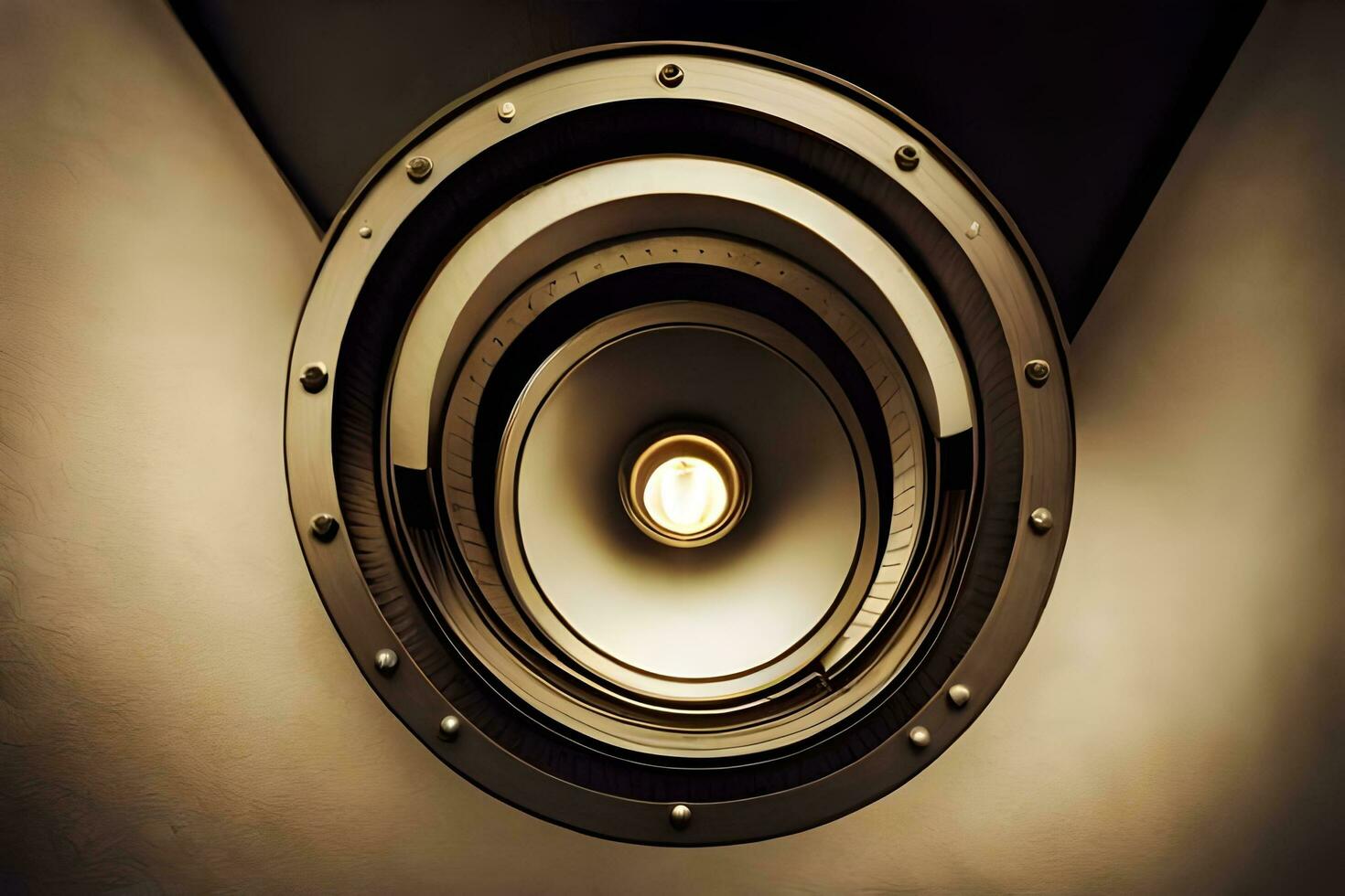 a circular light fixture is shown in a room. AI-Generated photo