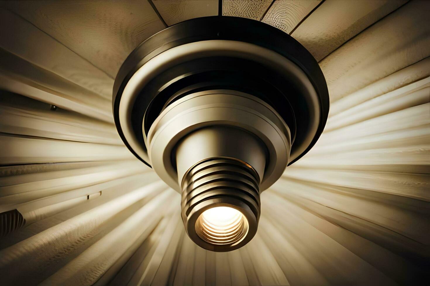 a light bulb is shining in the middle of a room. AI-Generated photo