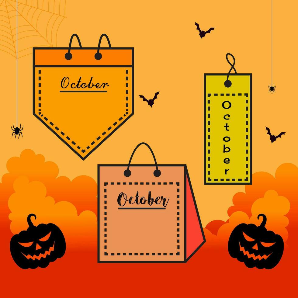 October Sticky Notes. Halloween Sticky Notes vector