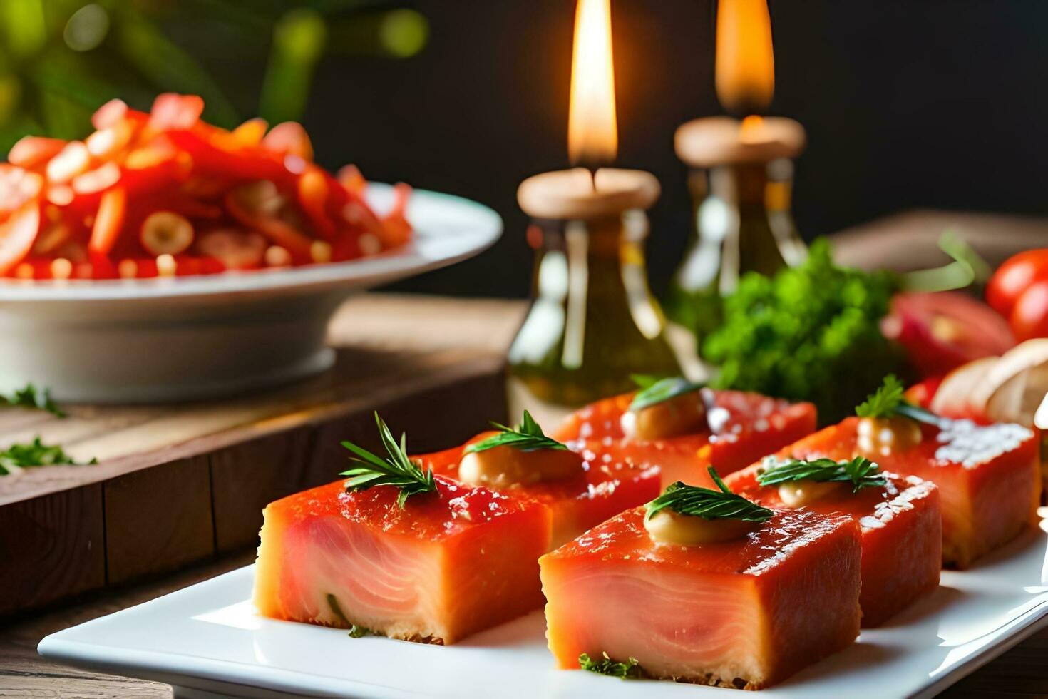 a plate of food with meat and vegetables. AI-Generated photo