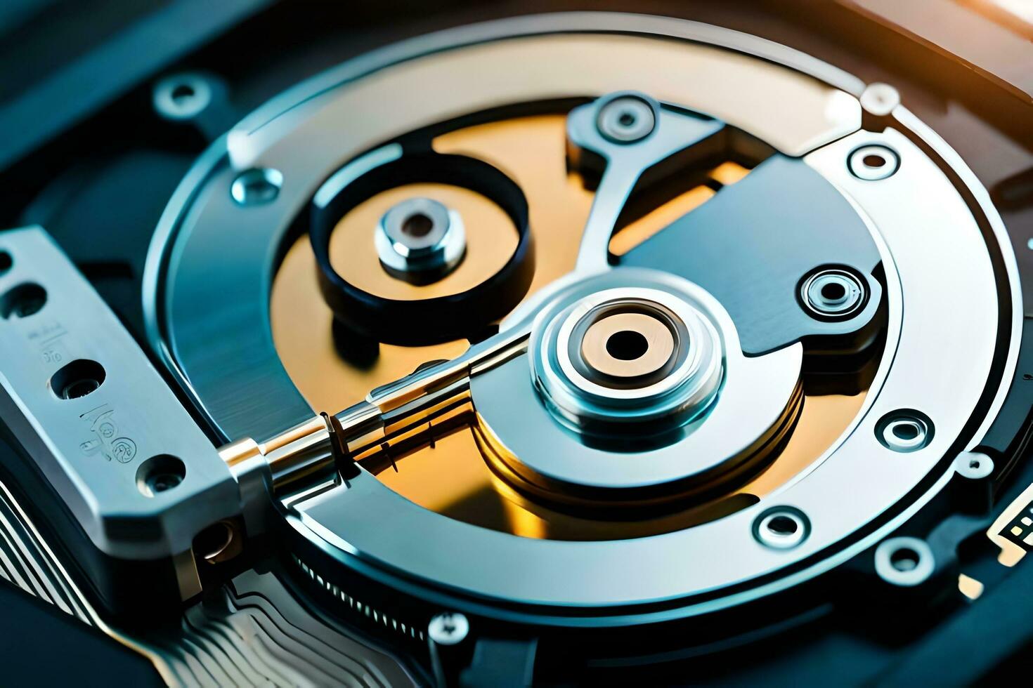 a close up of a computer hard drive. AI-Generated photo