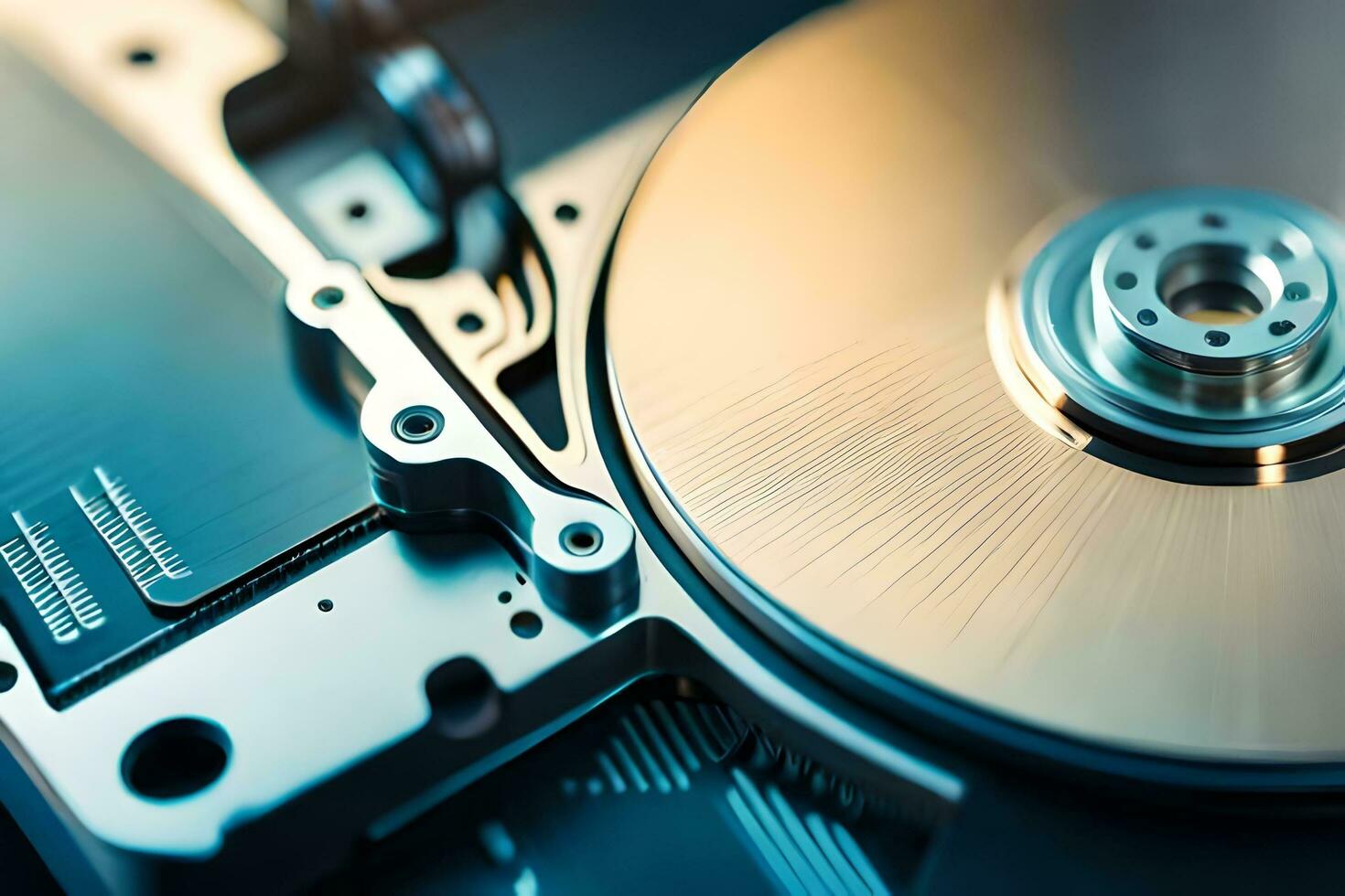 a close up of a hard drive. AI-Generated photo