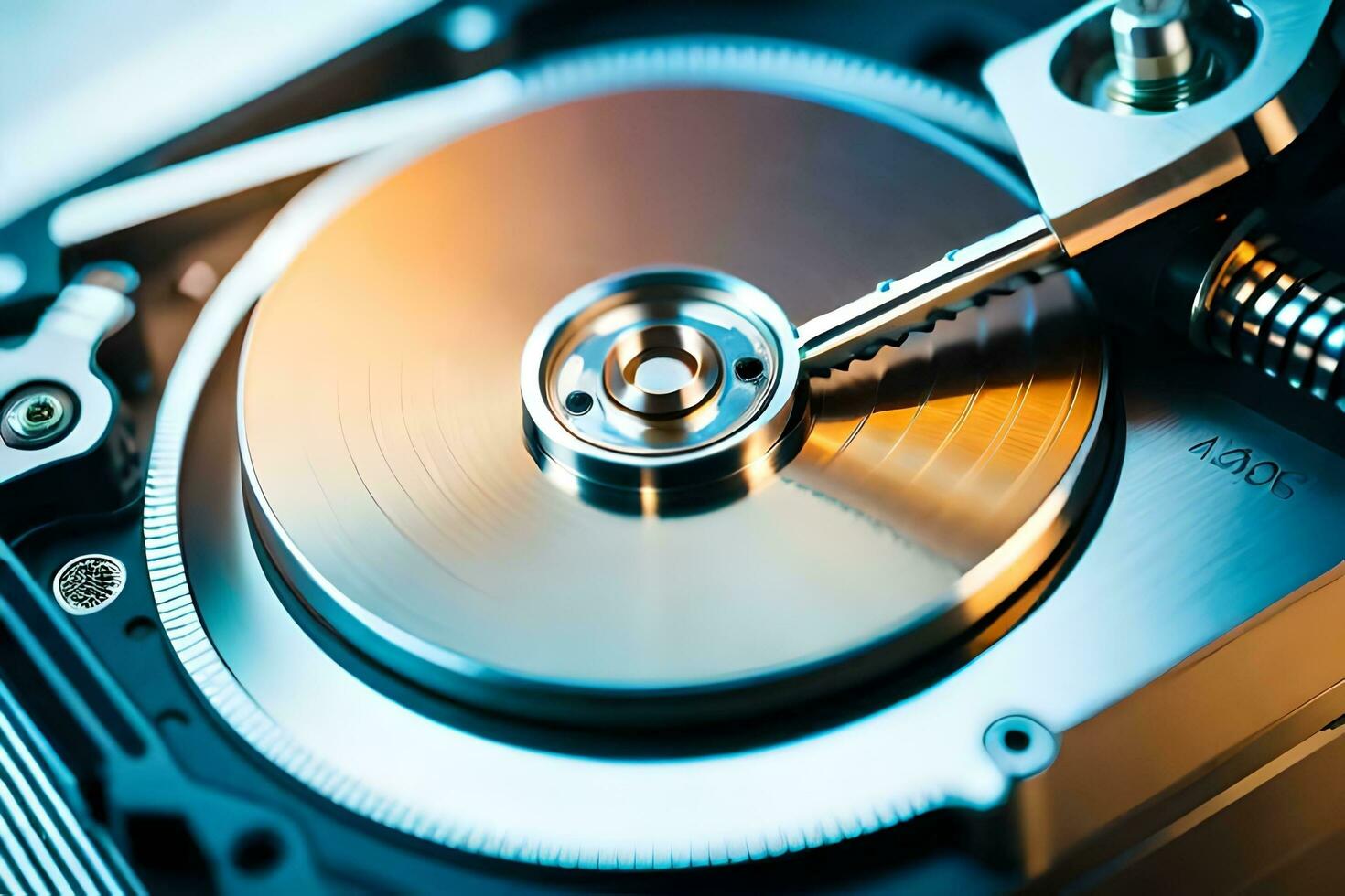 a close up of a hard drive with a key. AI-Generated photo