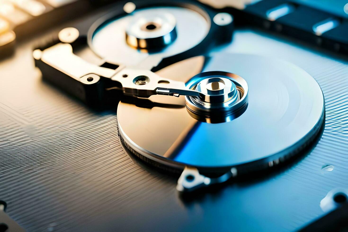 a hard drive is shown with a disk attached. AI-Generated photo