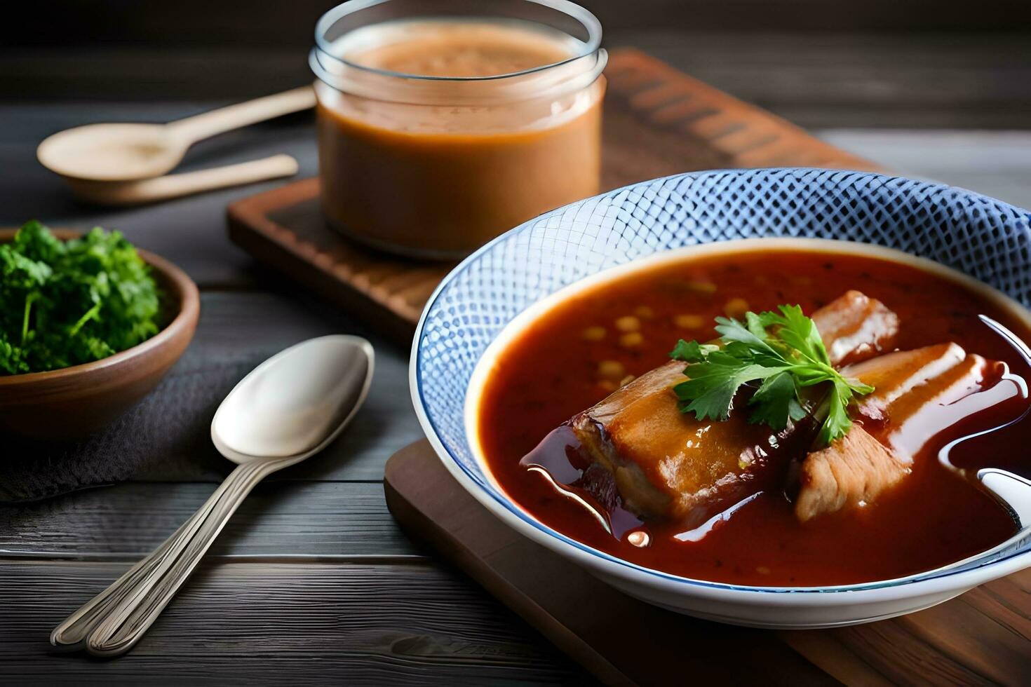 chicken soup with meat and vegetables. AI-Generated photo
