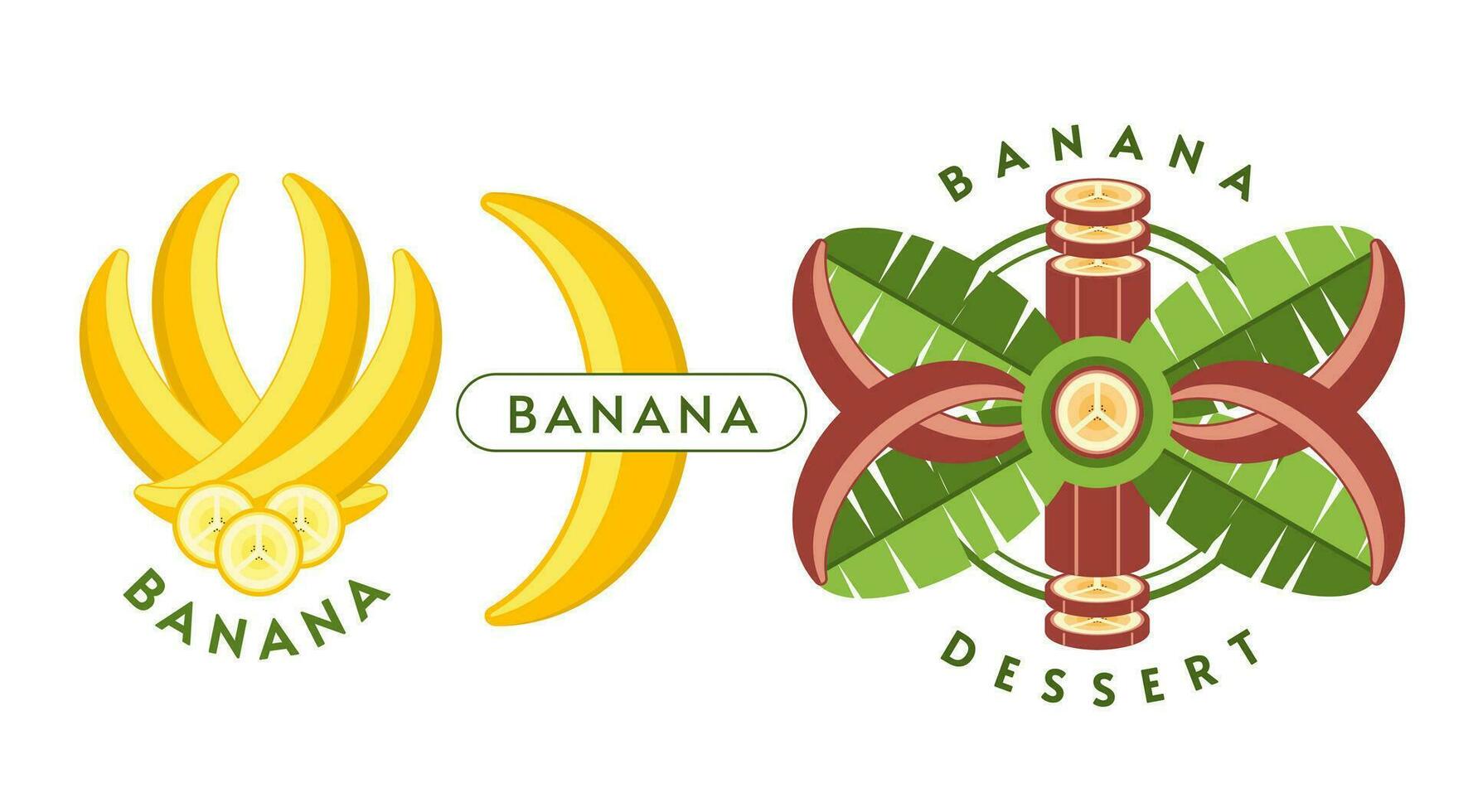 Set of logos with yellow, red bananas vector