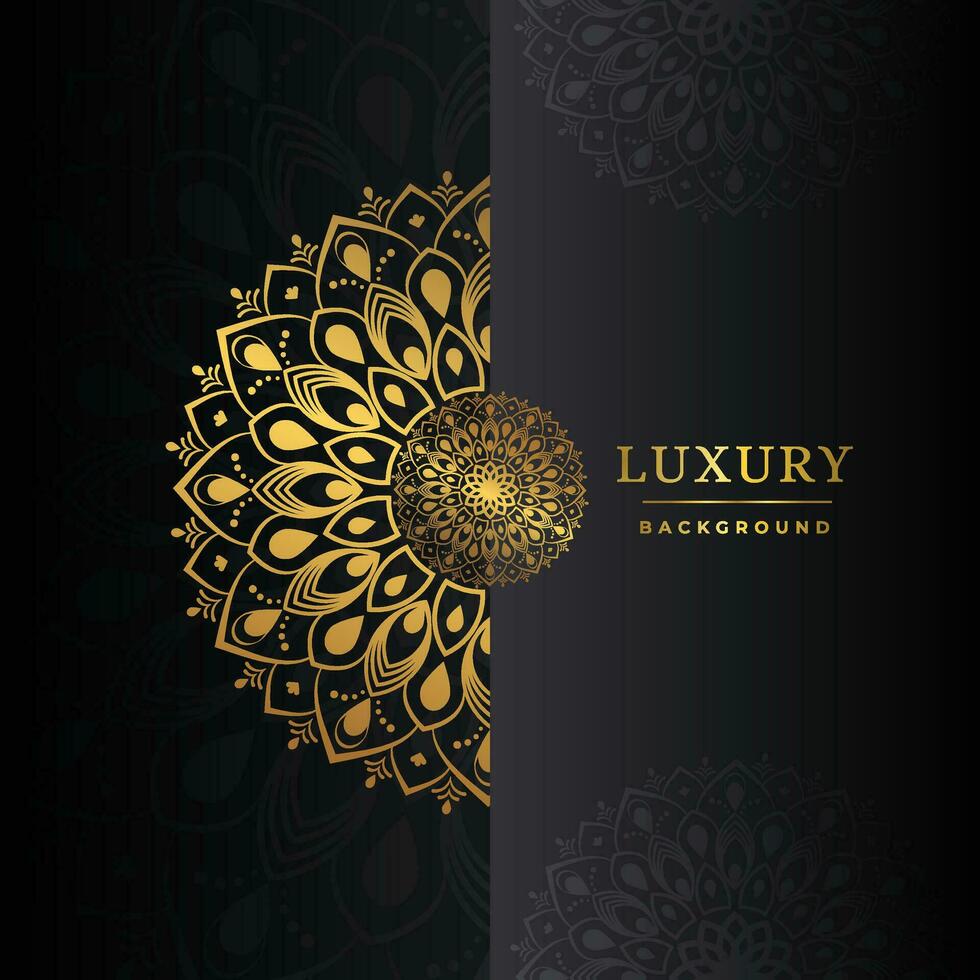 Luxury gold mandala ornate background for wedding invitation, book cover. Arabesque islamic background Pro Vector