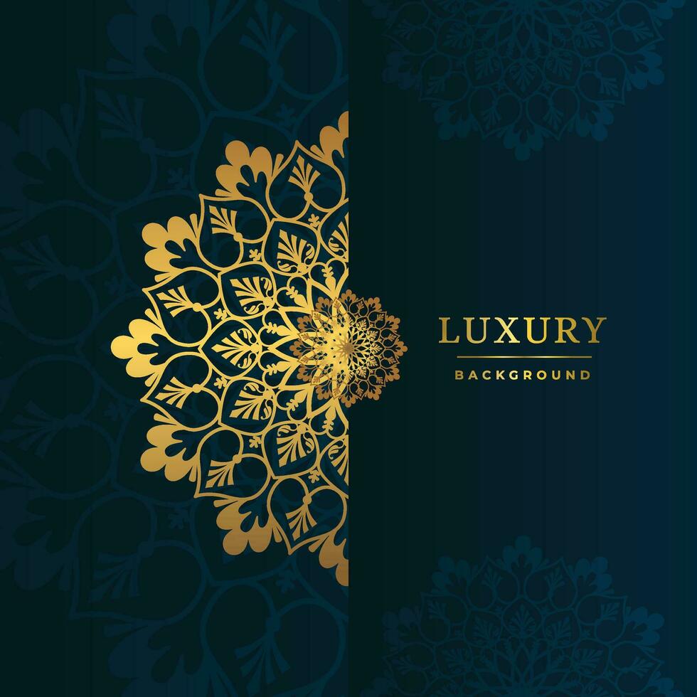 Luxury gold mandala ornate background for wedding invitation, book cover. Arabesque islamic background Pro Vector