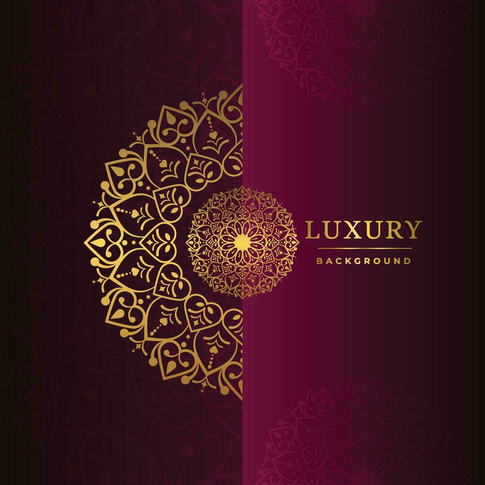 Luxury gold mandala ornate background for wedding invitation, book cover. Arabesque islamic background Pro Vector