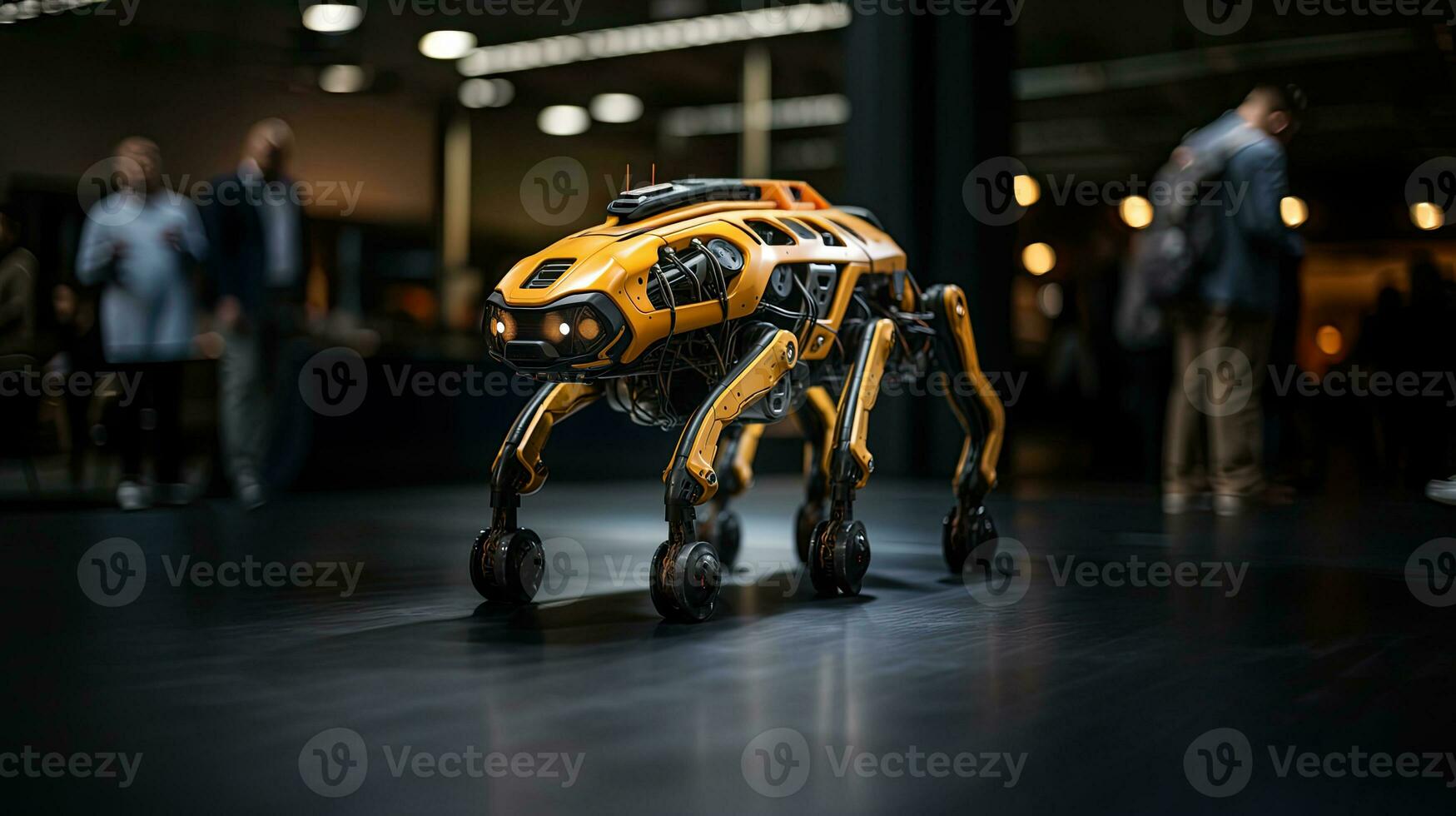 Exhibition of robots at the International Motor Show. Robotic cyber dog. photo