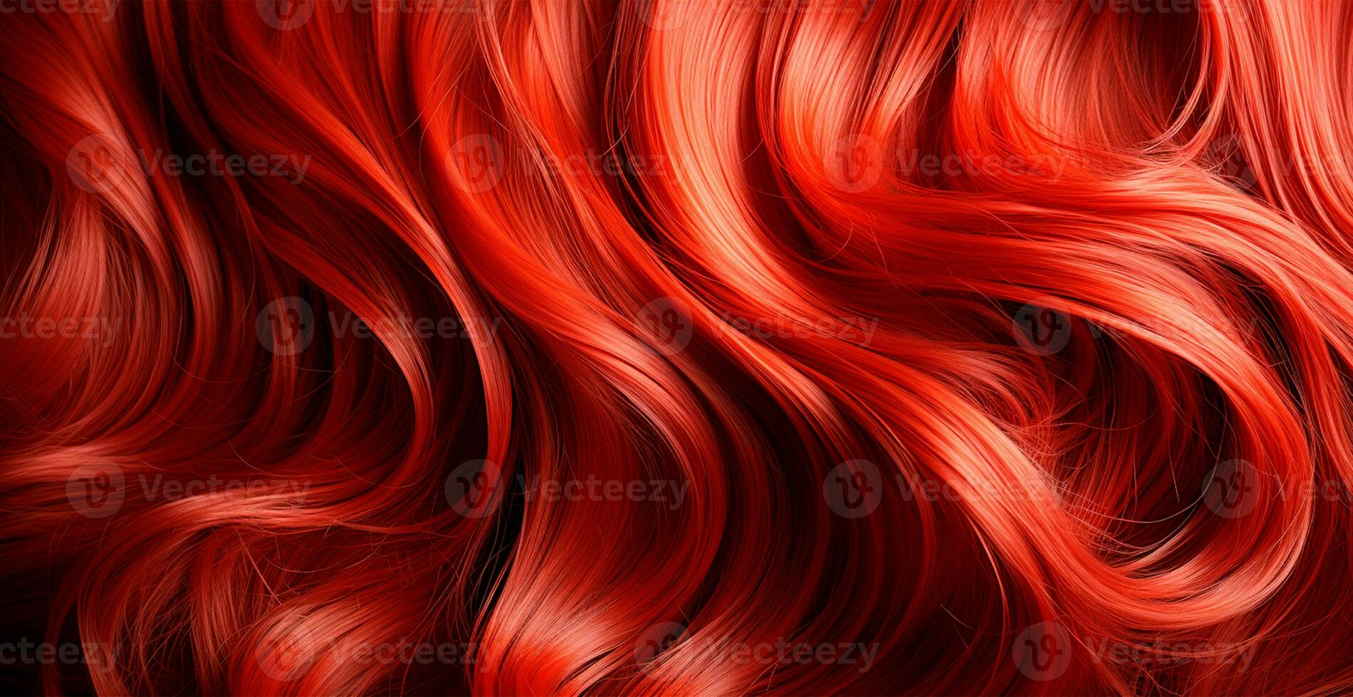 rojo pelo de cerca como un antecedentes. De las mujeres largo natural oscuro cabello. ondulado brillante chinos - ai generado imagen foto