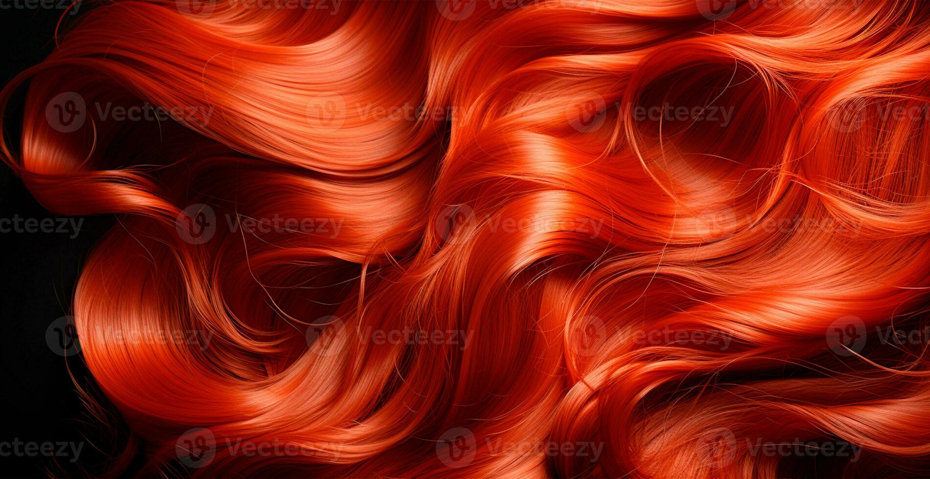 rojo pelo de cerca como un antecedentes. De las mujeres largo natural oscuro cabello. ondulado brillante chinos - ai generado imagen foto