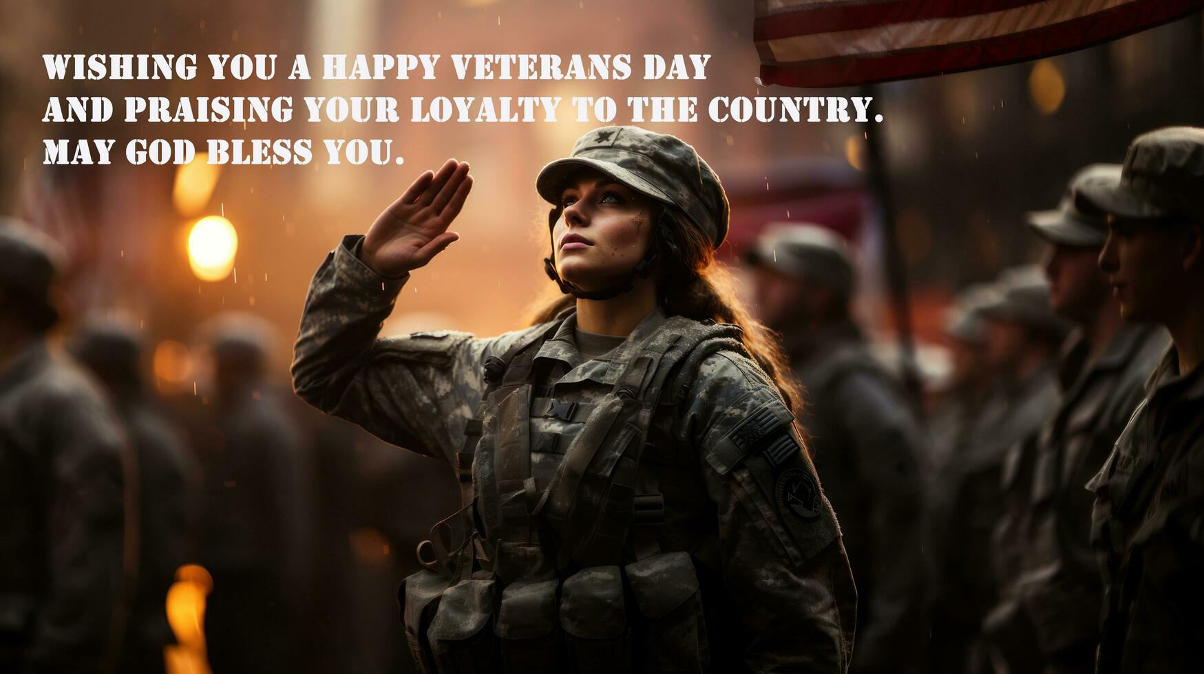 Wishing you a happy Veterans Day and praising your loyalty to the country. May God bless you. photo