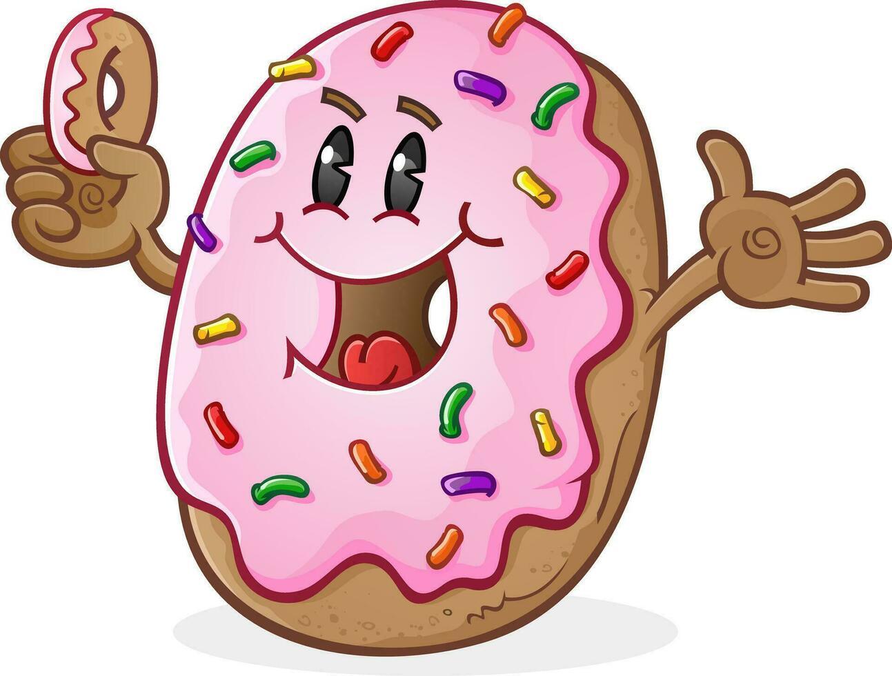 Frosted Donut Cartoon Character with Sprinkles vector clip art