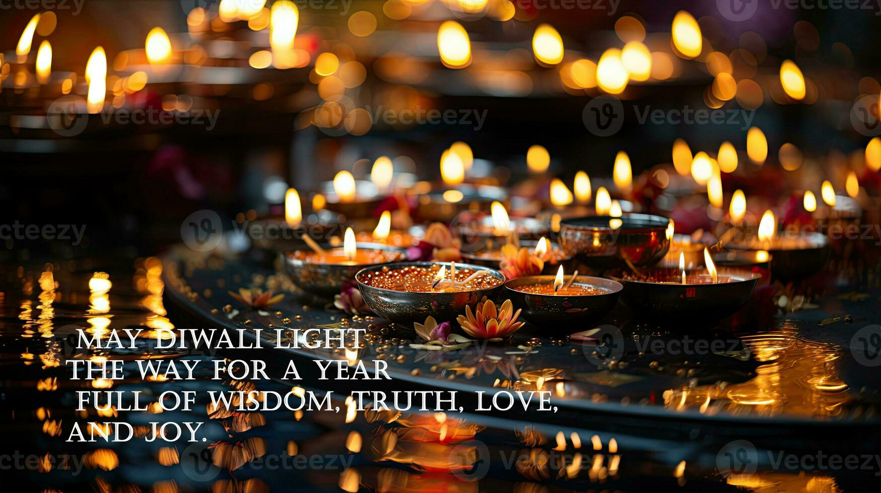 May Diwali light the way for a year full of wisdom, truth, love, and joy. Greeting indian holdiday card. photo