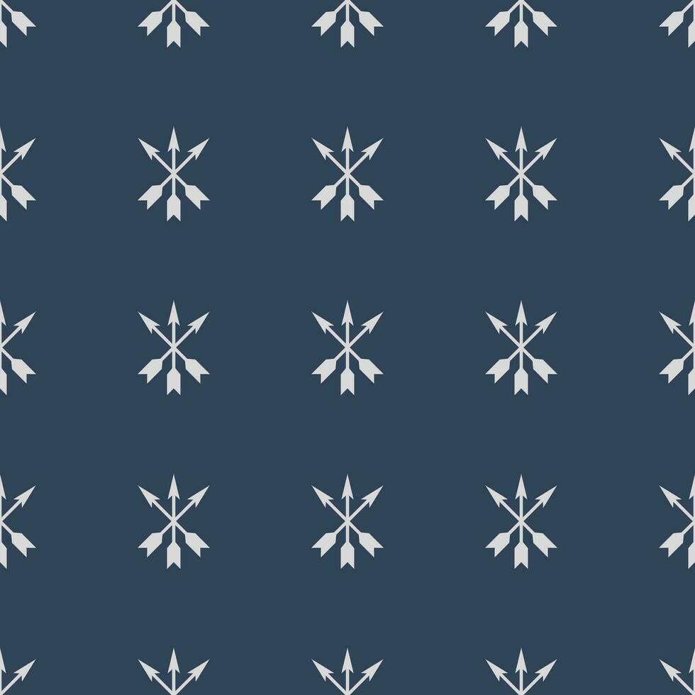 Seamless vector blue background with silver three arrows. Minimalist male pattern for fabric