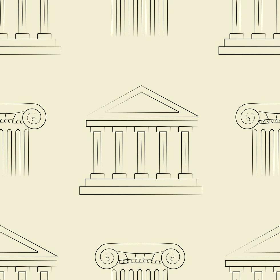 Seamless beige pattern with contour Greek architecture. Use for wallpaper, covers and paperSeamless beige pattern with contour Greek architecture. Use for wallpaper, covers and paper vector