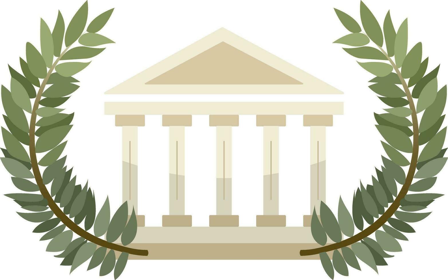 Illustration of a green laurel wreath and Greek architecture. Parthenon with marble columns.Illustration of a green laurel wreath and Greek architecture. Parthenon with marble columns. vector
