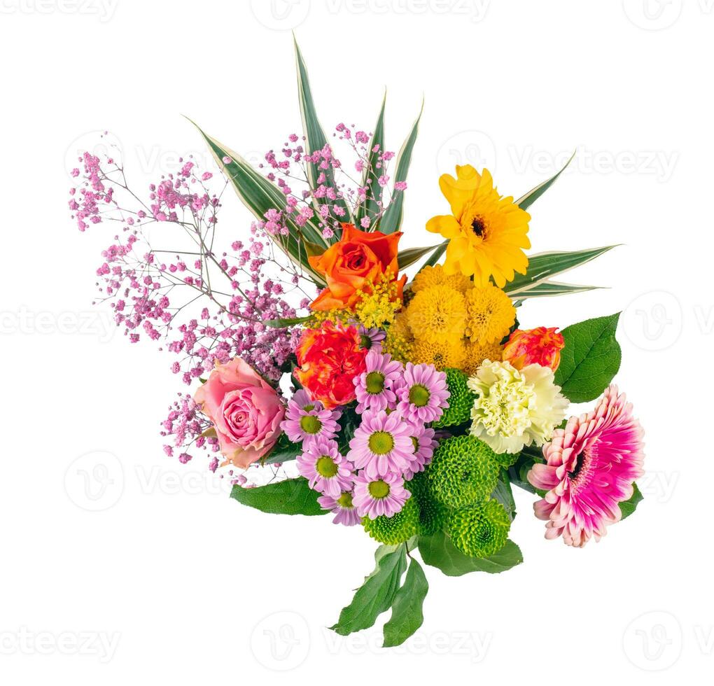 Flowers bouquet wreath isolated on white background photo