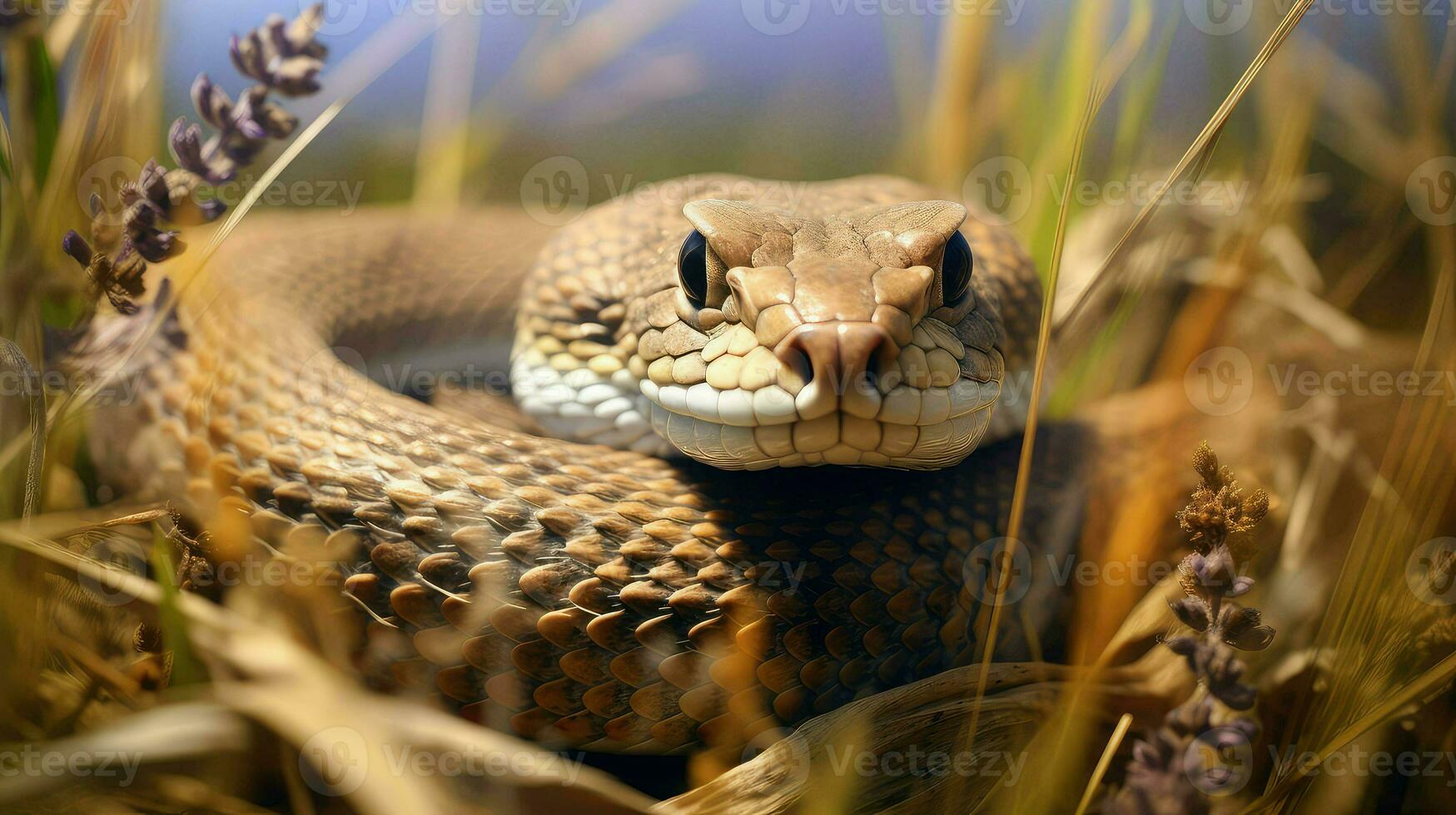 venomous prairie rattlesnake rattlesnake ai generated photo