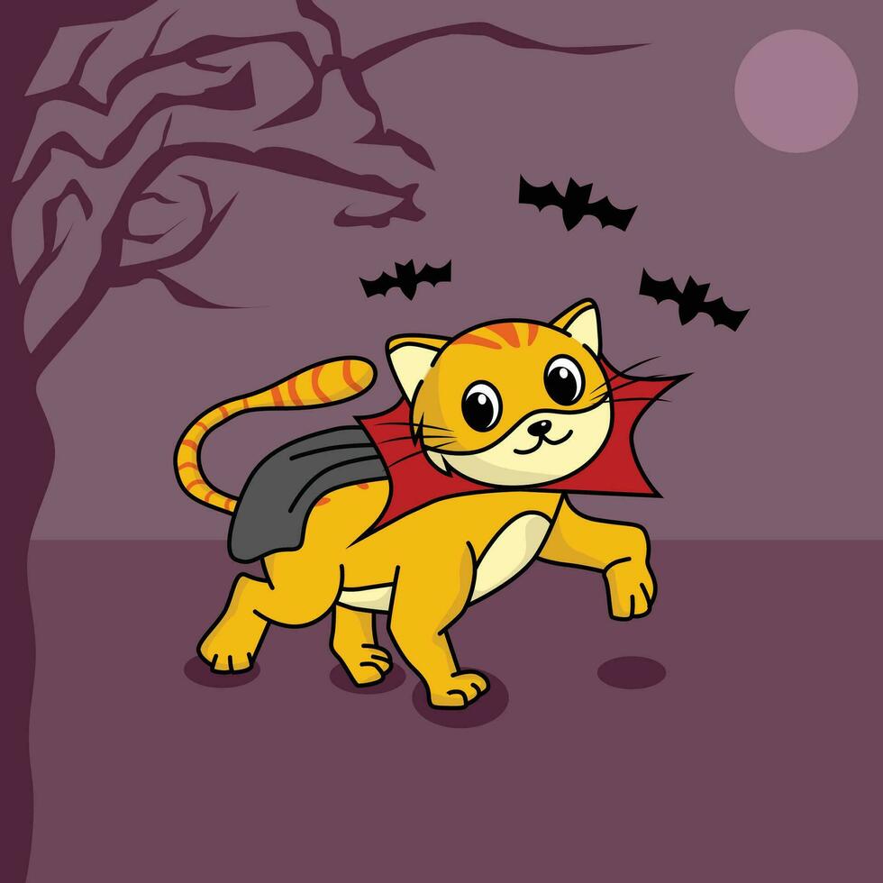 Halloween Cute Cat Walking vector