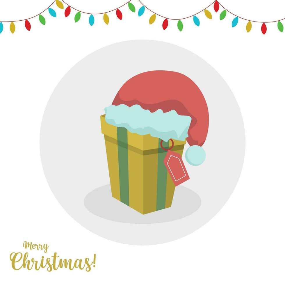 Vintage Cartoon Christmas Gift Color Yellow With Santa Hat vector