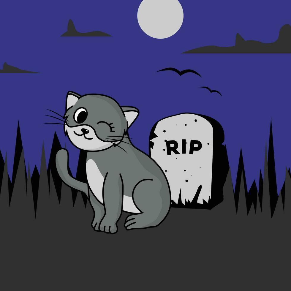 Halloween Cute Cat Side View vector