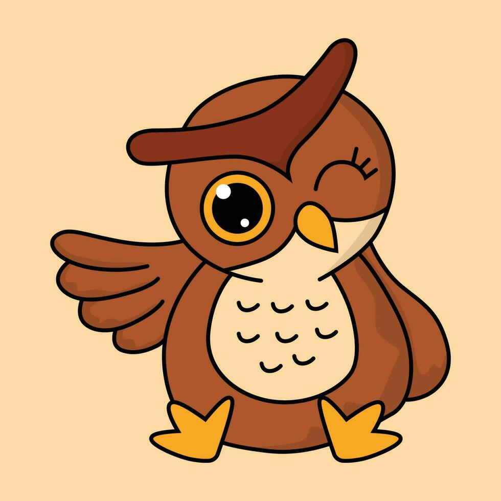 Animal Cartoon Character Of An Owl Waving vector