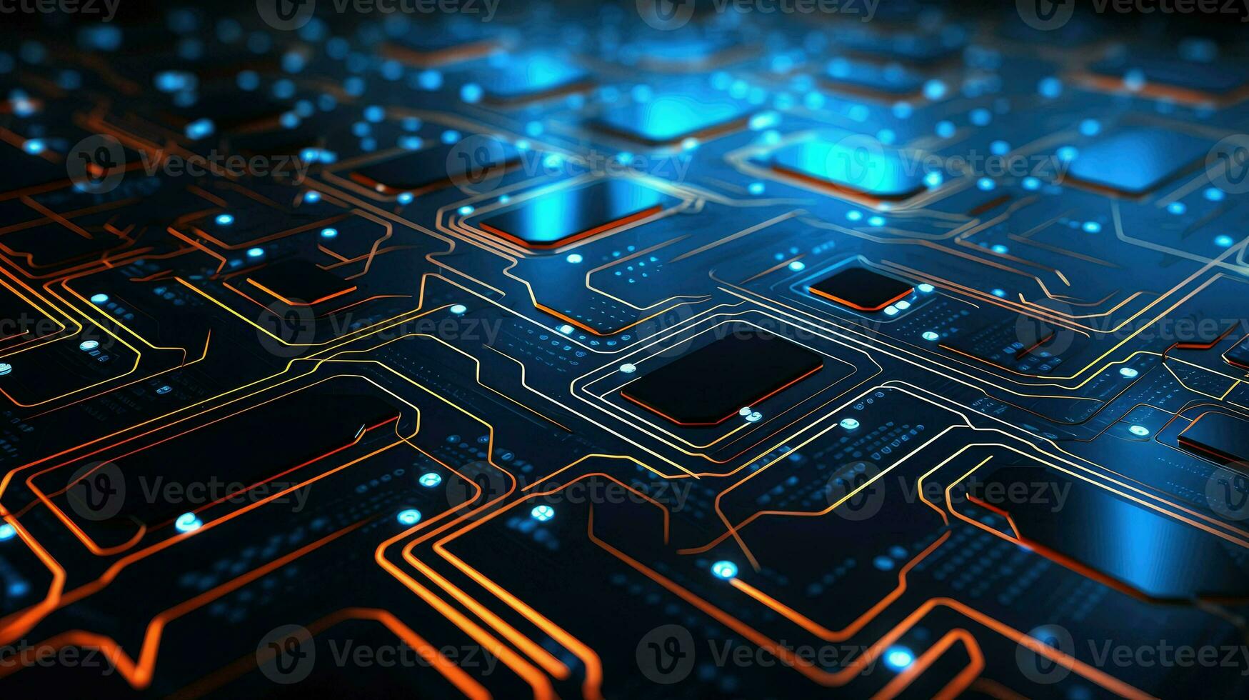 computer wireframe circuitry abstract ai generated photo