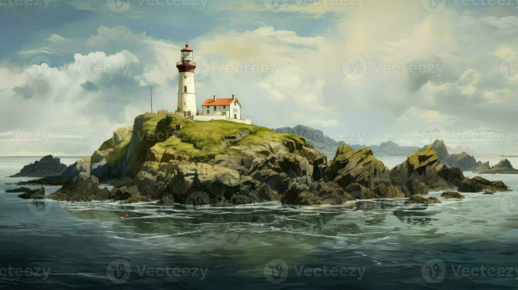 nature island lighthouse remote ai generated photo