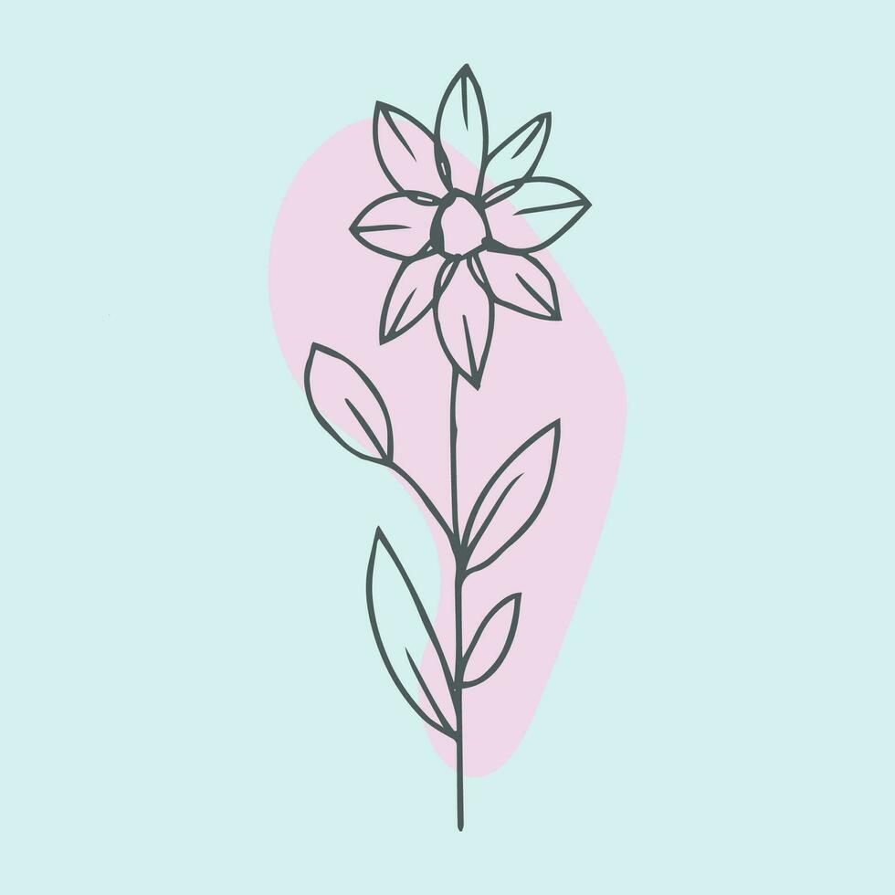 Flat Hand Drawn Simple Flower Outline vector