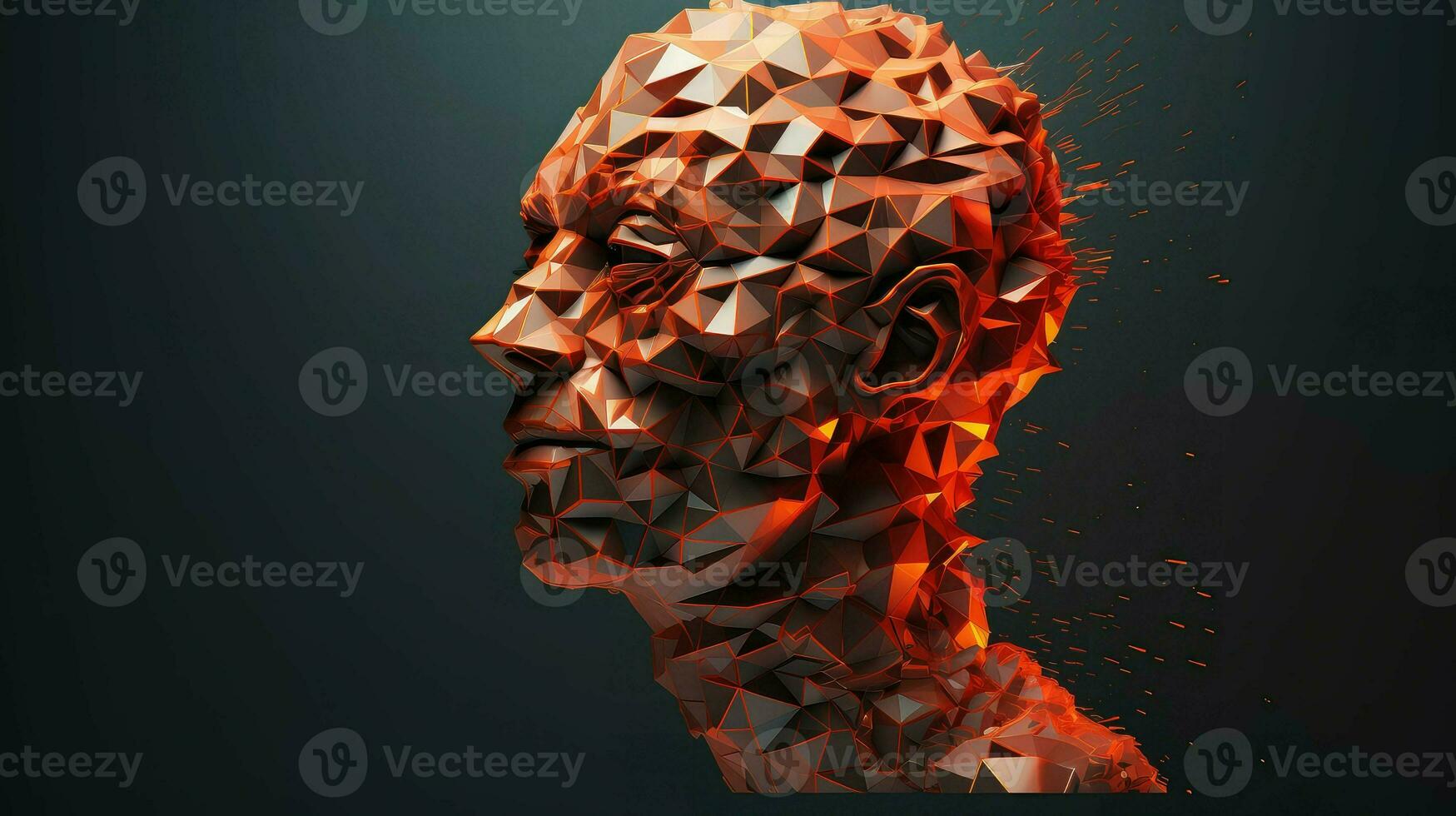 digital voxel human head ai generated photo