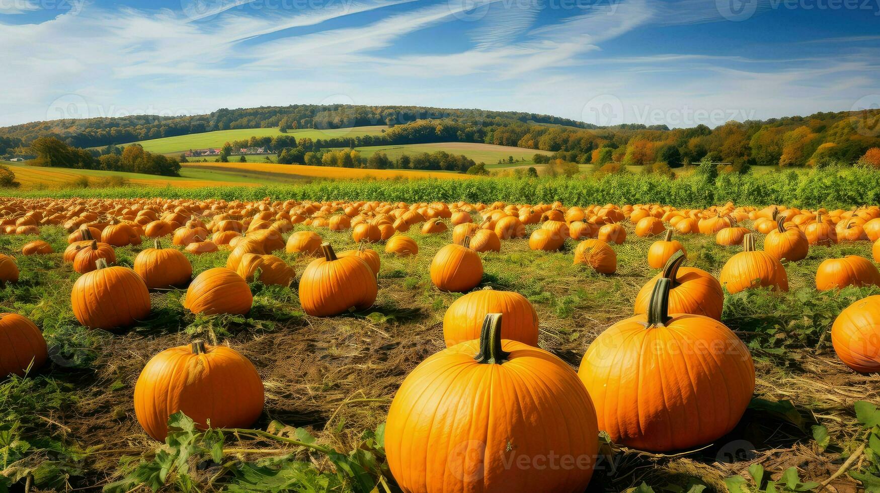 granja campo calabaza parches ai generado foto