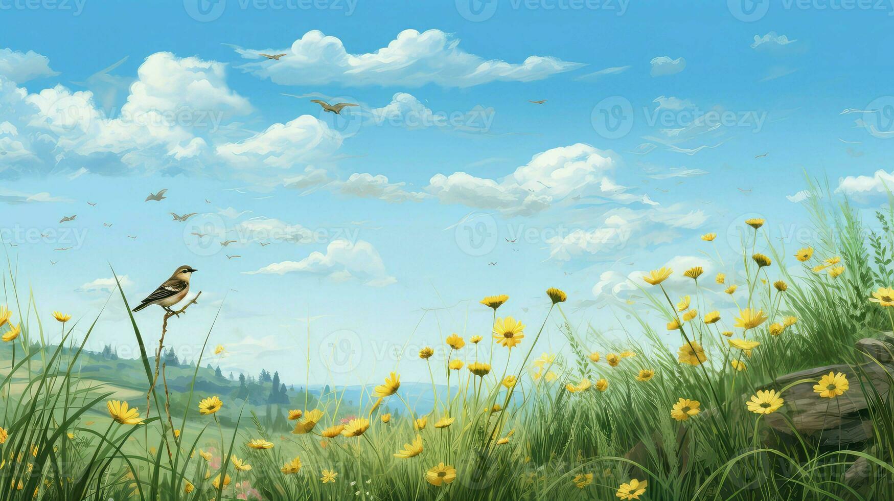 bird grassland birds grassland ai generated photo